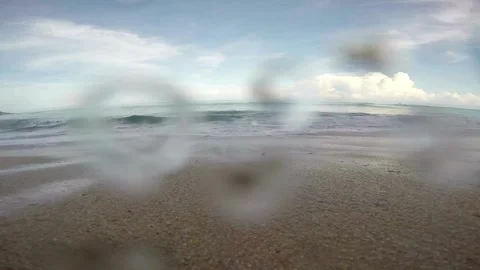 Tranquil Ocean Waves Rolling Onto Sandy Beach Shore Stock Footage 310378826