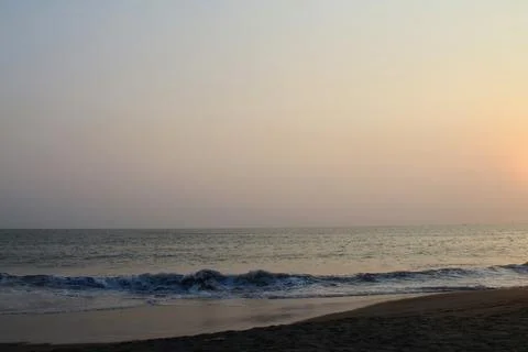 Tranquil Ocean Waves At Sunset Canggu Beach Bali Indonesia Stock Photos