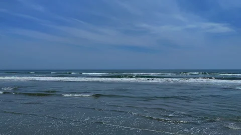Tranquil Ocean Waves Under a Clear Blue Sky Stock Footage 286872634