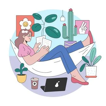Tranquil office break concept. Flat vector illustration Stock Illustration