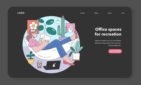 Tranquil office break concept. Flat vector illustration 库存插图