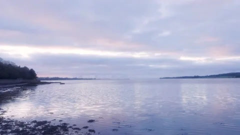 Tranquil pale blue dawn on the river Stock-Footage 168823343