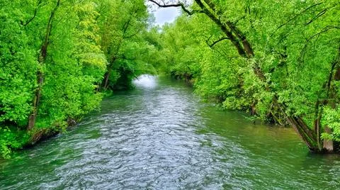 Tranquil River Flow in Clervaux, Luxembourg Stock Photos