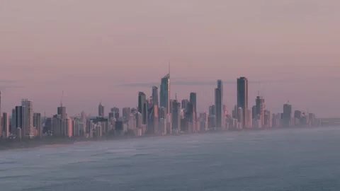 Tranquil Scene Of City Beach - Broadbeach, Surfers Paradise, Gold Coast, QLD Stock-Footage 335230372