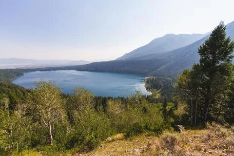 Tranquil Scene Overlooking Panoramic Mountain Landscape Stock Photos