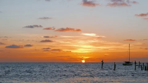 Tranquil Scene of Sun Rising Next to the Marina Stock Footage 75167257
