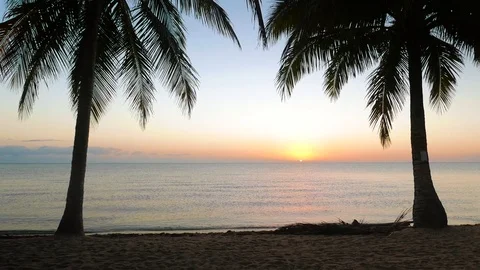 Tranquil Scene of Sun Rising Over the Sea Stock Footage 73991327