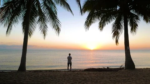 Tranquil Scene of Sun Rising Over the Sea Stock Footage 73992152