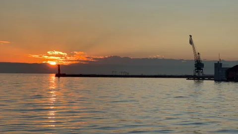 Tranquil scene of sunset with ocean view Stock Footage 164409479