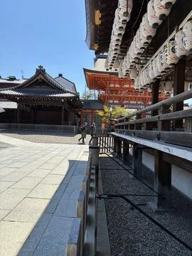 A tranquil scene within the grounds of Yasaka Shrine Stock Photos