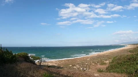 Tranquil seascape of empty beach, coastline Stock Footage 152844720