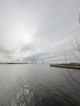 Tranquil Seaside Bridge View Stock Photos