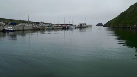 Tranquil small harbour Stock Footage 129319988