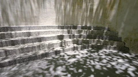 Tranquil stone steps shadowed patterns of leaves Видео 318124645