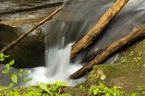 Tranquil stream cascading at Hocking Hills State Park Stock Photos