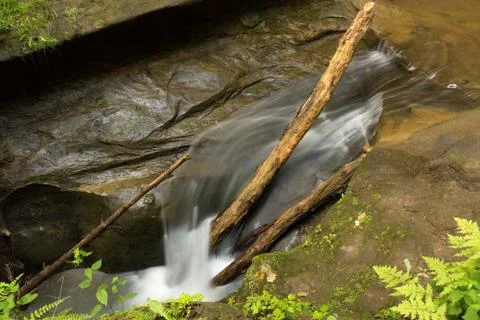 Tranquil stream cascading at Hocking Hills State Park Stock Photos