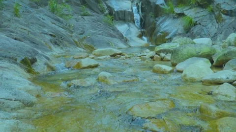 Tranquil Stream Flowing Over Rocks | Relaxing Nature Sounds of Water and Stones Stock Footage 286936356