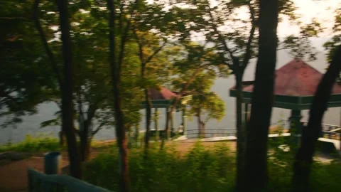 A tranquil sunrise or sunset over the lush Jenukallu Gudda viewpoint in Kar.. Stock Footage 341356747