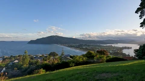 Tranquil Sunset: Mount Paku Summit Walk Lookout View on Tairua, Coromandel,.. Stock Footage 284883416