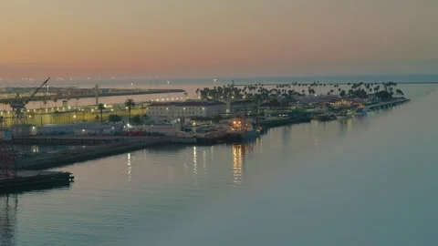A tranquil sunset over the Main Channel of Los Angeles Harbor Stock Footage 316108327
