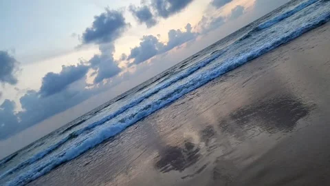 Tranquil Sunset Sea, Slow Mo Waves Stock Footage 237077466