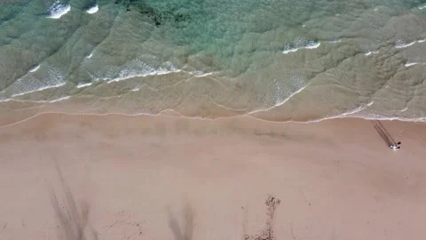 Tranquil Sunset Waves: Aerial View of Fuerteventura's Crystal Beach Stock-Footage 197411302