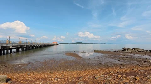 Tranquil Timelapse of Old Town Pier in Beautiful Koh Lanta, Thailand Stock Footage 329213878