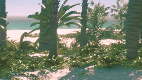 Tranquil Tropical Paradise With Lush Greenery and Serene Ocean View 库存影片 344822144
