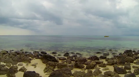 Tranquil tropical rocky beach Stock Footage 24021894