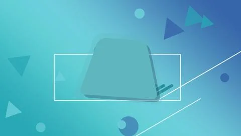 A tranquil turquoise and navy composition features layered geometric forms,.. Stock Illustration
