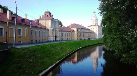 Tranquil view of Alexander Nevsky Lavra (convent) in Saint-Petersburg, Russia Stock Footage 45203535