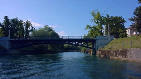 Tranquil view from the boat on a city river Stock Footage 113073264