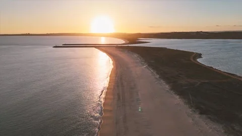 Tranquil view of the sunset over Praia de Alvor, Algarve region in Portugal Stock Footage 276907130