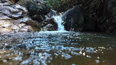 Tranquil waterfall oasis nestled in nature Stock Footage 277487372