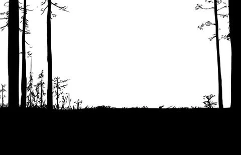 Tranquil wilderness scene with blank sky Stock Illustration