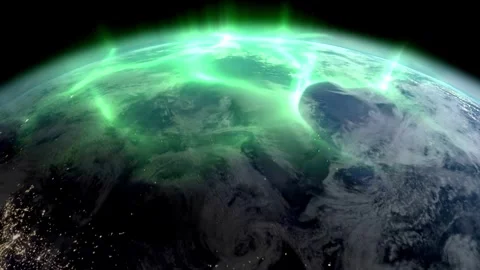 Tranquil Winter Forest Bathed in Radiant Northern Lights. Serene Aurora Borealis Vidéo 334658742