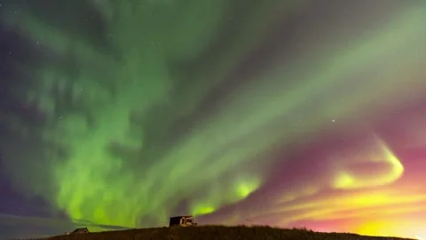 Tranquil Winter Forest Bathed in Radiant Northern Lights. Serene Aurora Borealis 動画素材 334658911