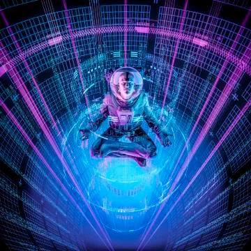 Tranquility datasphere astronaut Illustrazione stock