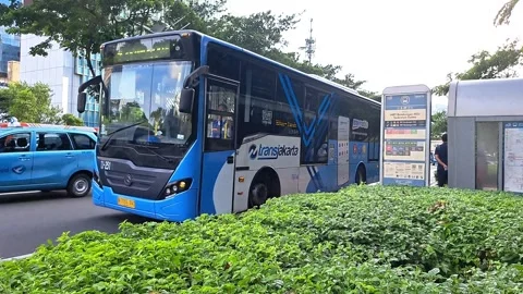 The Trans Jakarta Bus Stock Footage 263003037