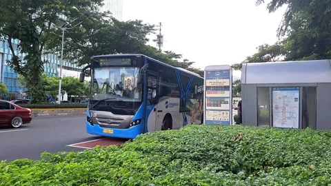 The Trans Jakarta Bus Stock Footage 263003050