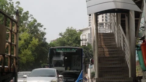 Trans Jakarta Stop at Bus Stop Stock Footage 255193251