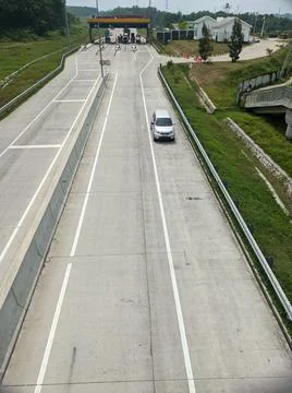 The Trans Java toll gate exit Semarang toll road Indonesia 写真素材