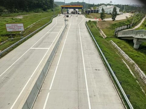 The Trans Java toll gate exit Semarang toll road Indonesia Stock-Fotos