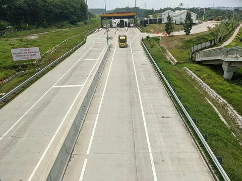The Trans Java toll gate exit Semarang toll road Indonesia Stock-Fotos