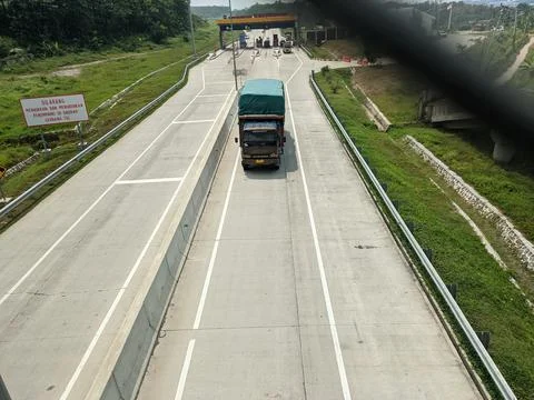 The Trans Java toll gate exit Semarang toll road Indonesia Stock Photos