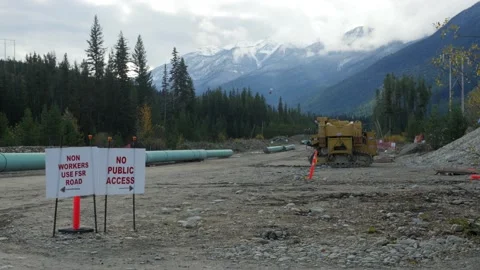 The Trans Mountain Pipeline, under construction in British Columbia Stock Footage 165261822