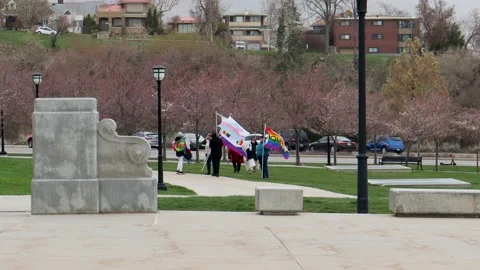 Trans rights Protest group Stock Footage 238961898