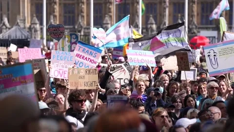 Trans rights protesters gather in central London Video stock 307048505