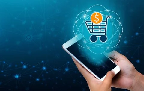 Transactio payment technology making online mobile phone phone hand Businessp Stock Photos