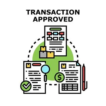 Transaction approved workflow documentation process concept Stock Illustration